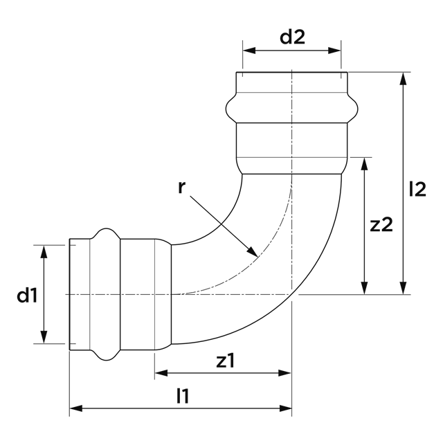 Apollo 1" Press 90° Elbow