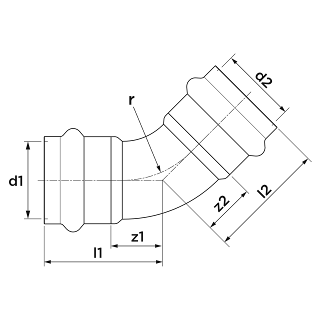Apollo ¾" Press 45° Elbow