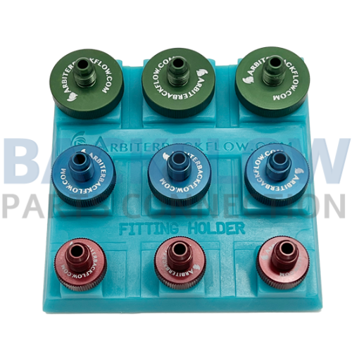 [QT200A] Arbiter Anodized Aluminum Quick Connect Test Fittings w/ Holder (Set of 9)